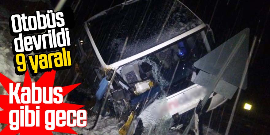 Yolcu otobüsü devrildi: 9 yaralı