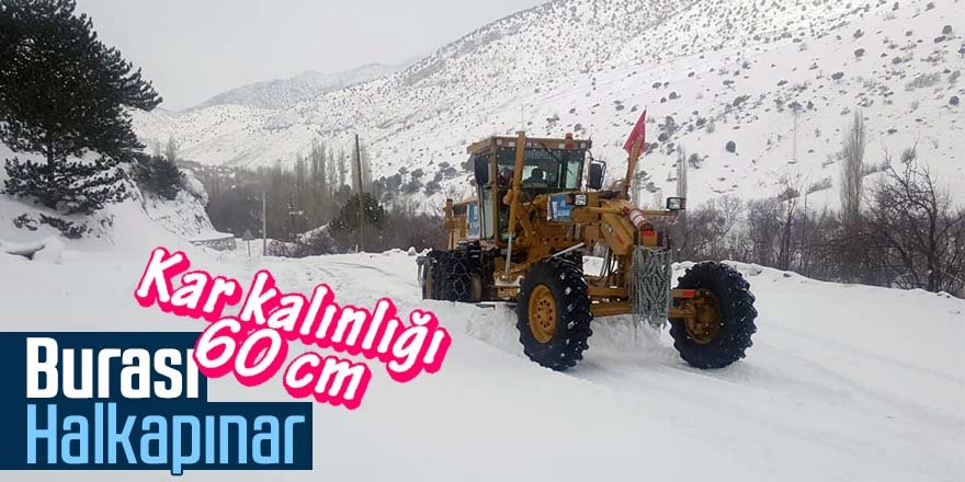 Büyükşehir ekiplerinin Halkapınar'da kar mesaisi
