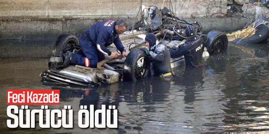 Atık su kanalına düşen otomobilin sürücüsü öldü