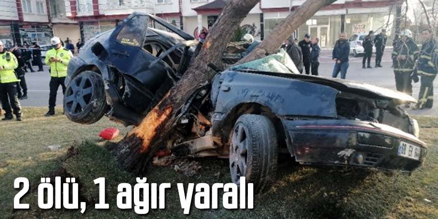 Otomobil, ağaca çarptı: 2 ölü, 1 ağır yaralı
