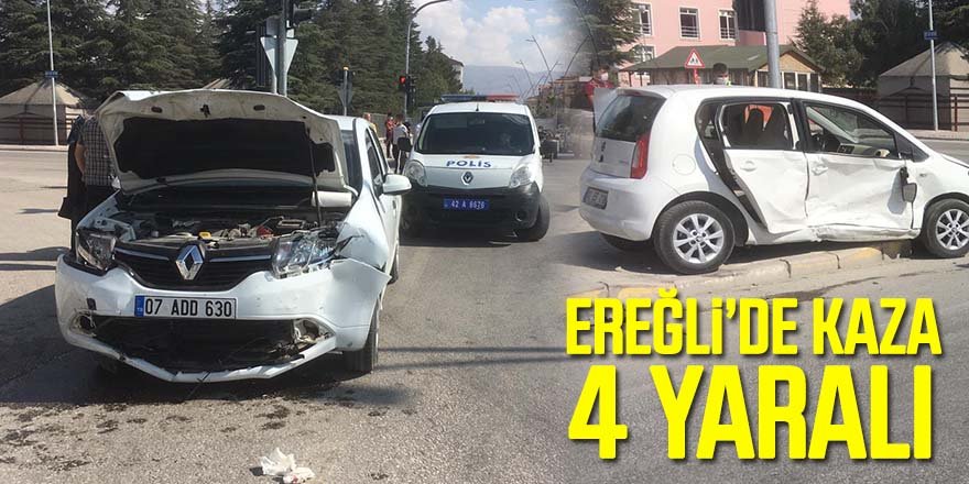 Ereğli'de iki otomobil çarpıştı: 4 yaralı