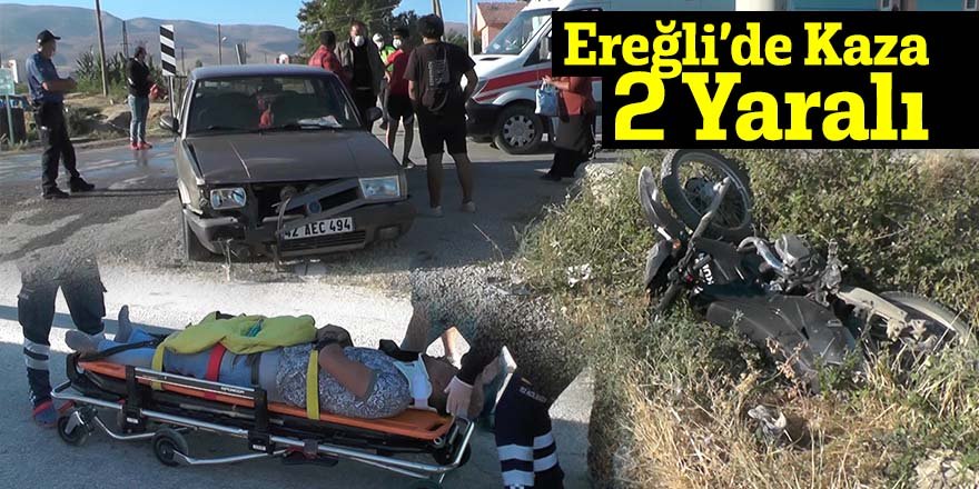 Ereğli'de otomobil ile motosiklet çarpıştı: 2 yaralı