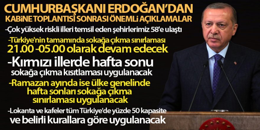 Cumhurbaşkanı Erdoğan, yeni kısıtlamaları açıkladı