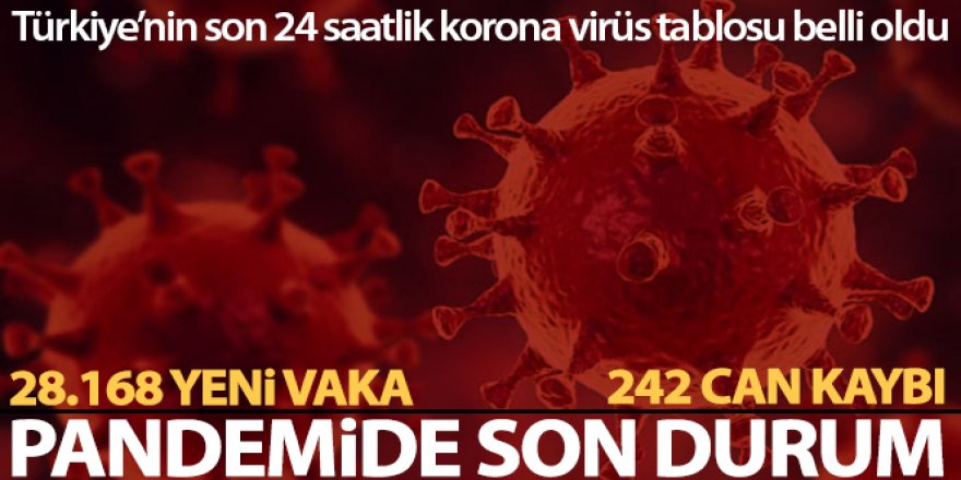 Son 24 saatte korona virüsten 242 kişi hayatını kaybetti