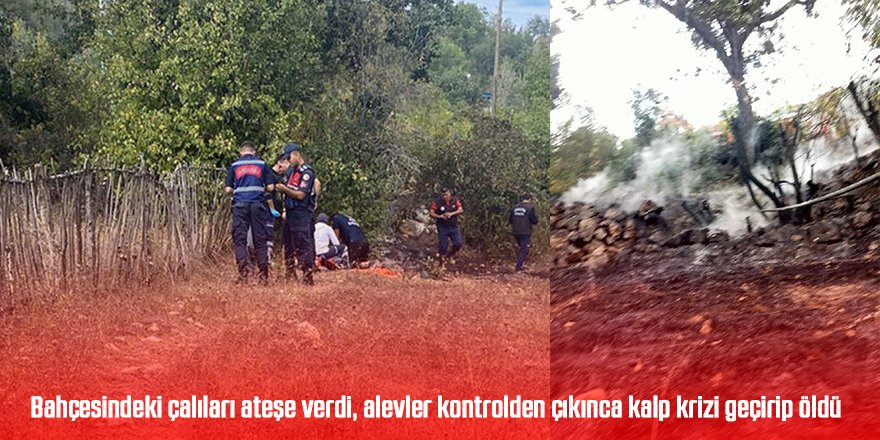 Bahçesindeki çalıları ateşe verdi, alevler kontrolden çıkınca kalp krizi geçirip öldü