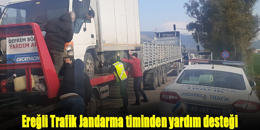 Ereğli Trafik Jandarma timinden yardım desteği