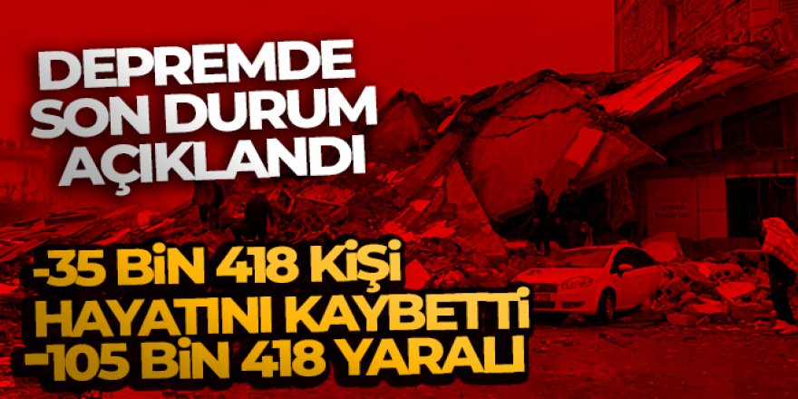 Depremde can kaybı sayısı 35 bin 418 oldu