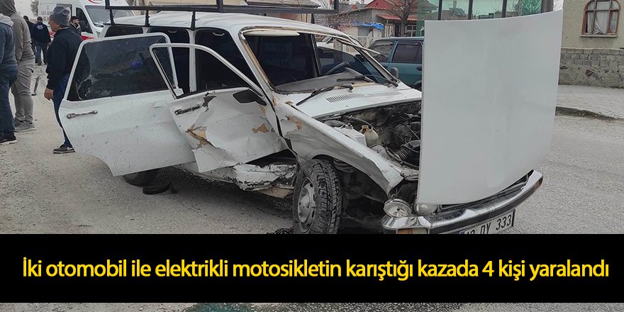Karapınar’da 2 otomobil ile elektrikli motosikletin karıştığı kazada 4 kişi yaralandı