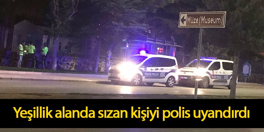 Yeşillik alanda sızan kişiyi polis uyandırdı