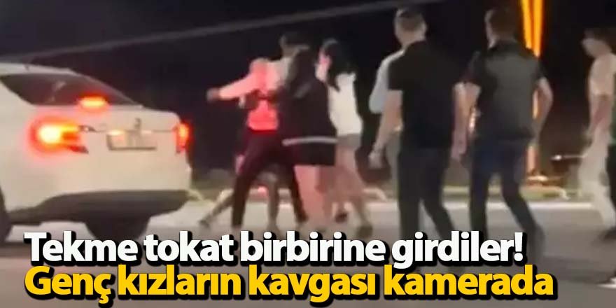 Tekme tokat birbirine girdiler! Genç kızların kavgası kamerada