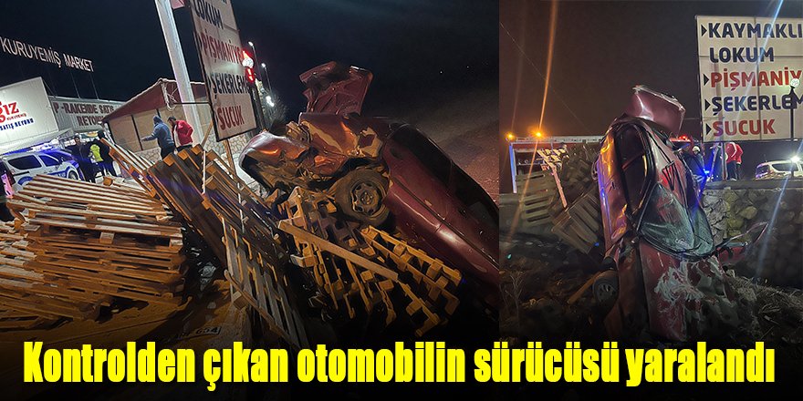 Ereğli'de kontrolden çıkan otomobilin sürücüsü yaralandı