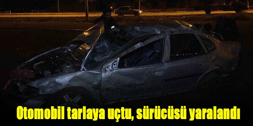 Otomobil tarlaya uçtu, sürücüsü yaralandı