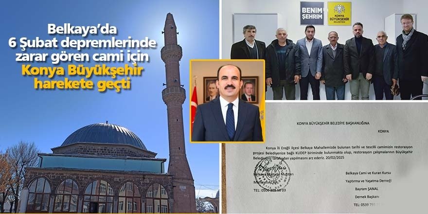 Konya'da 6 Şubat depremlerinde zarar gören cami için Konya Büyükşehir harekete geçti