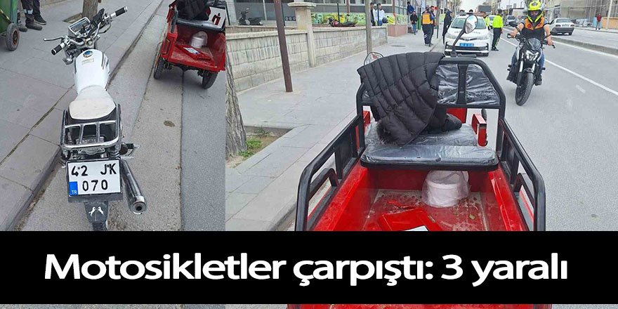 Karapınar’da motosikletler çarpıştı: 3 yaralı