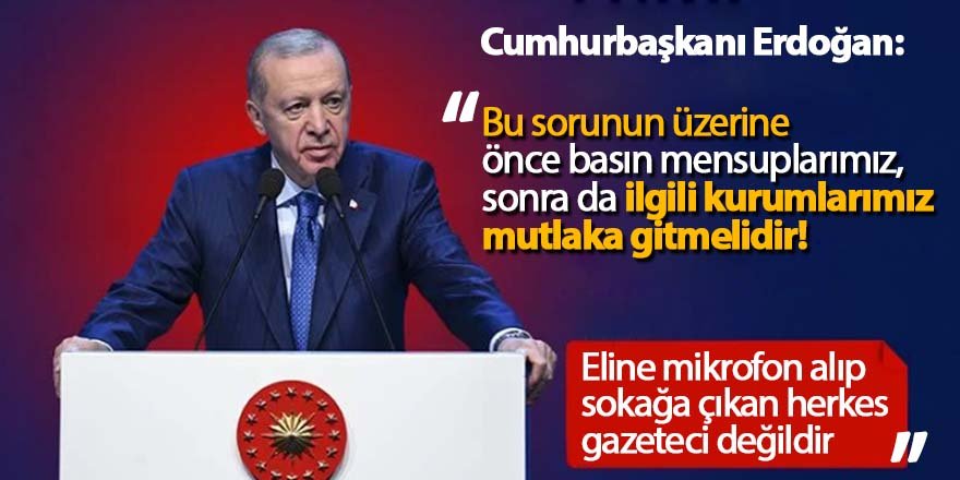 Cumhurbaşkanı Erdoğan: Eline mikrofon alıp sokağa çıkan herkes gazeteci değildir