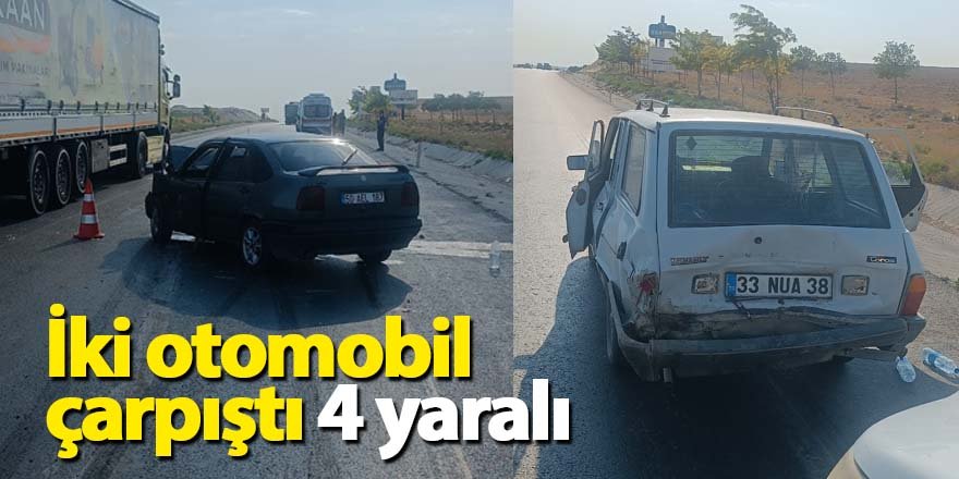 İki otomobil çarpıştı 4 yaralı