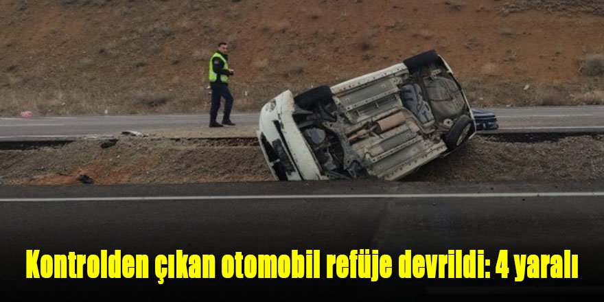 Kontrolden çıkan otomobil refüje devrildi: 4 yaralı