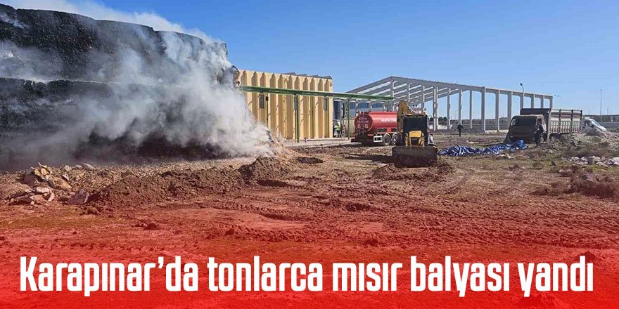 Karapınar’da tonlarca mısır balyası yandı