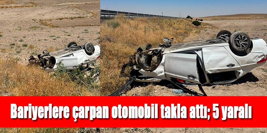 Ereğli'de bariyerlere çarpan otomobil takla attı; 5 yaralı