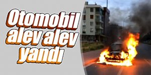 Otomobil alev alev yandı