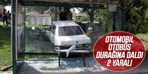 Kontrolden çıkan otomobil ağaç ve durağa çarptı: 2 yaralı