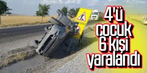 Otomobil devrildi : 6 yaralı