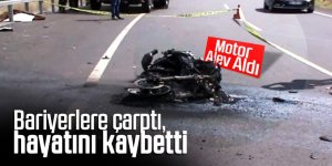 Kontrolden çıkan motosiklet bariyerlere çarptı