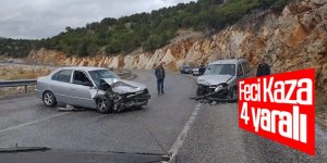 Hafif ticari araçla otomobil çarpıştı: 4 yaralı