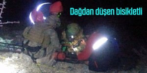 Dağdan düşen bisikletli kurtarıldı