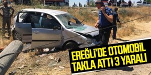 EREĞLİ’DE OTOMOBİL TAKLA ATTI 3 YARALI