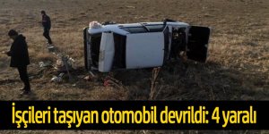 İşçileri taşıyan otomobil devrildi: 4 yaralı