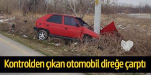 Direğe çarpan otomobilin sürücüsü yaralandı