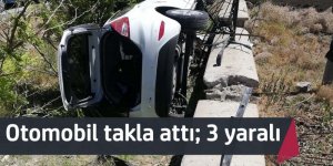 KONTROLDEN ÇIKAN OTOMOBİL YOL KENARINDAKİ AVLU DUVARINA ÇARPTI; 3 YARALI