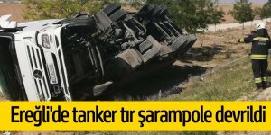 Ereğli'de tanker şarampole devrildi