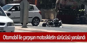 Motosiklet ile otomobil çarpıştı; 1 yaralı