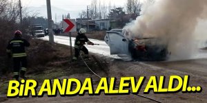 Ereğli'de seyir halindeki otomobil bir anda alev aldı