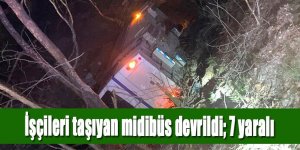 İşçileri taşıyan midibüs devrildi; 7 yaralı