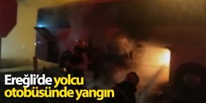 Ereğli’de seyir halindeki yolcu otobüsünde yangın