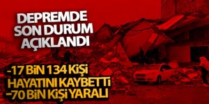 Depremde can kaybı sayısı 17 bin 134 oldu