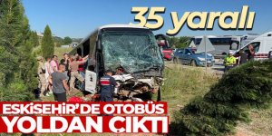 Yolcu otobüsü yoldan çıktı:35 yaralı