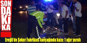 Ereğli’de Şeker Fabrikası kavşağında kaza: 1 ağır yaralı