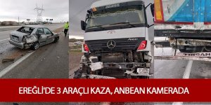 EREĞLİ'DE 3 ARAÇLI TIR KAZASI ANBEAN KAMERADA