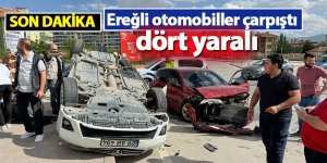 Ereğli otomobiller çarpıştı 4 yaralı