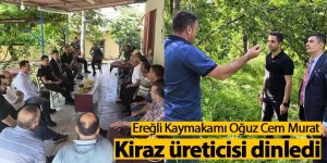 Ereğli Kaymakamı Oğuz Cem Murat kiraz üreticisi dinledi