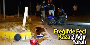 Ereğli’de Kamyonet İle Motosiklet Çarpıştı; 2 Ağır Yaralı