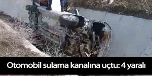 Otomobil sulama kanalına uçtu: 4 yaralı