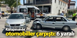 Karapınarda otomobiller çarpıştı: 6 yaralı