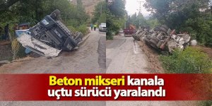 Beton Mikseri Kanala Uçtu: Sürücü Yaralı