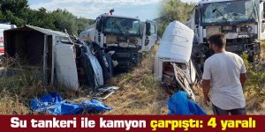 Su tankeri ile kamyon çarpıştı: 4 yaralı