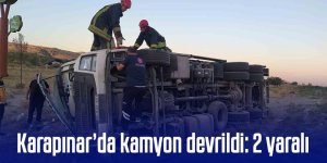 Karapınar’da kamyon devrildi: 2 yaralı